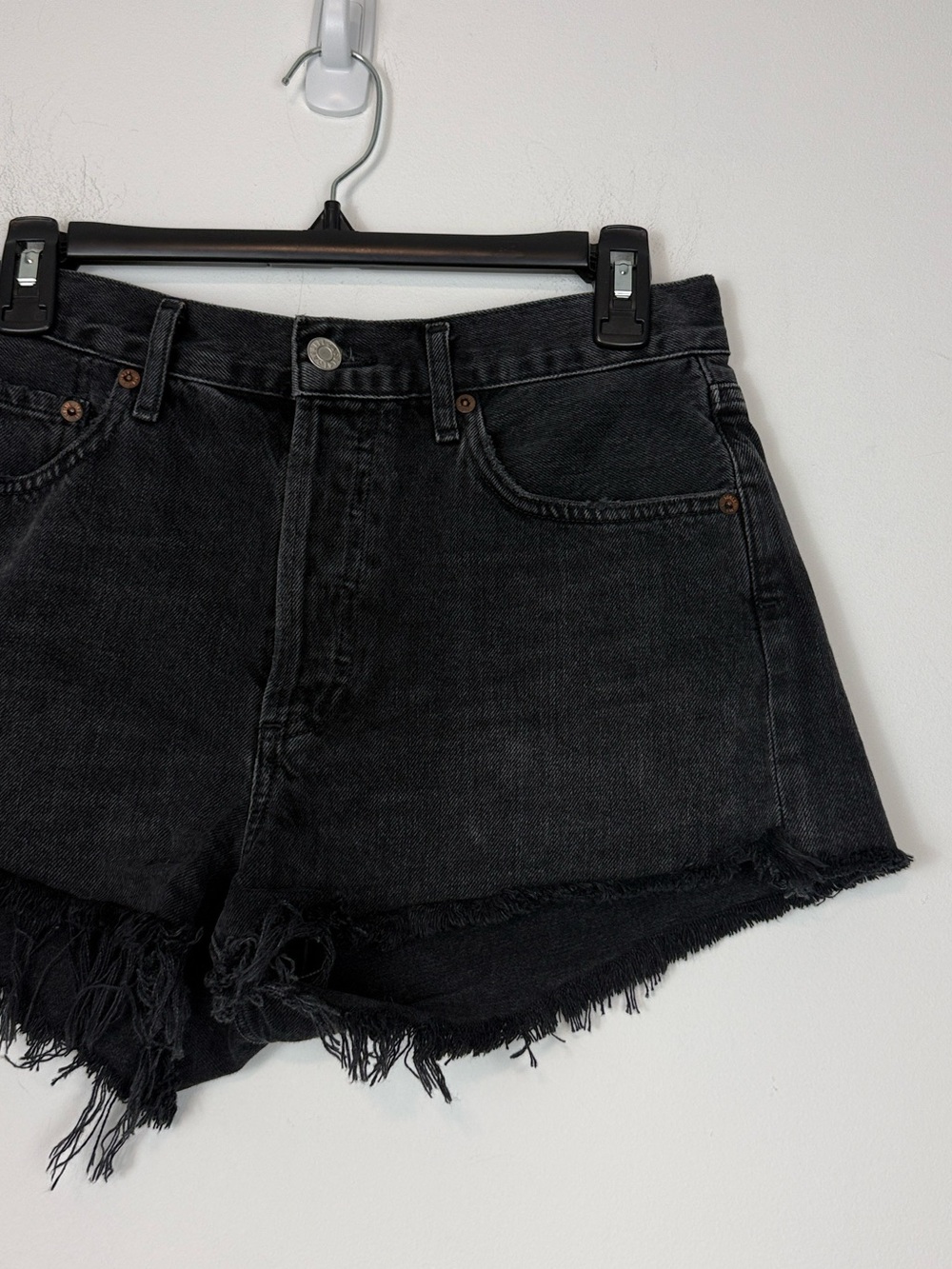 AGOLDE Black Buttonfly Parker Denim/Jean Shorts. Size 27. - Picture 5 of 12